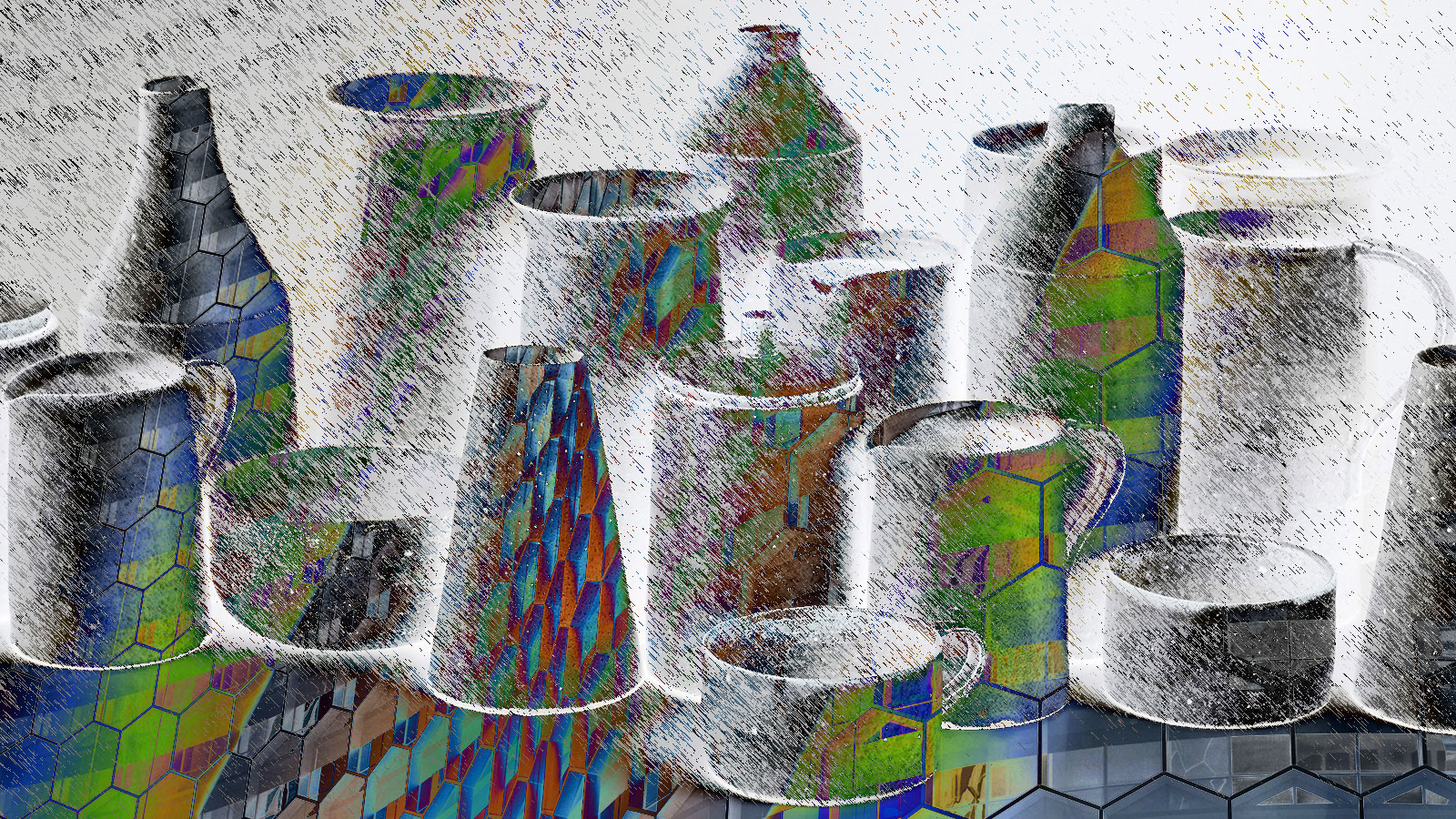 bottles, jars, and cups